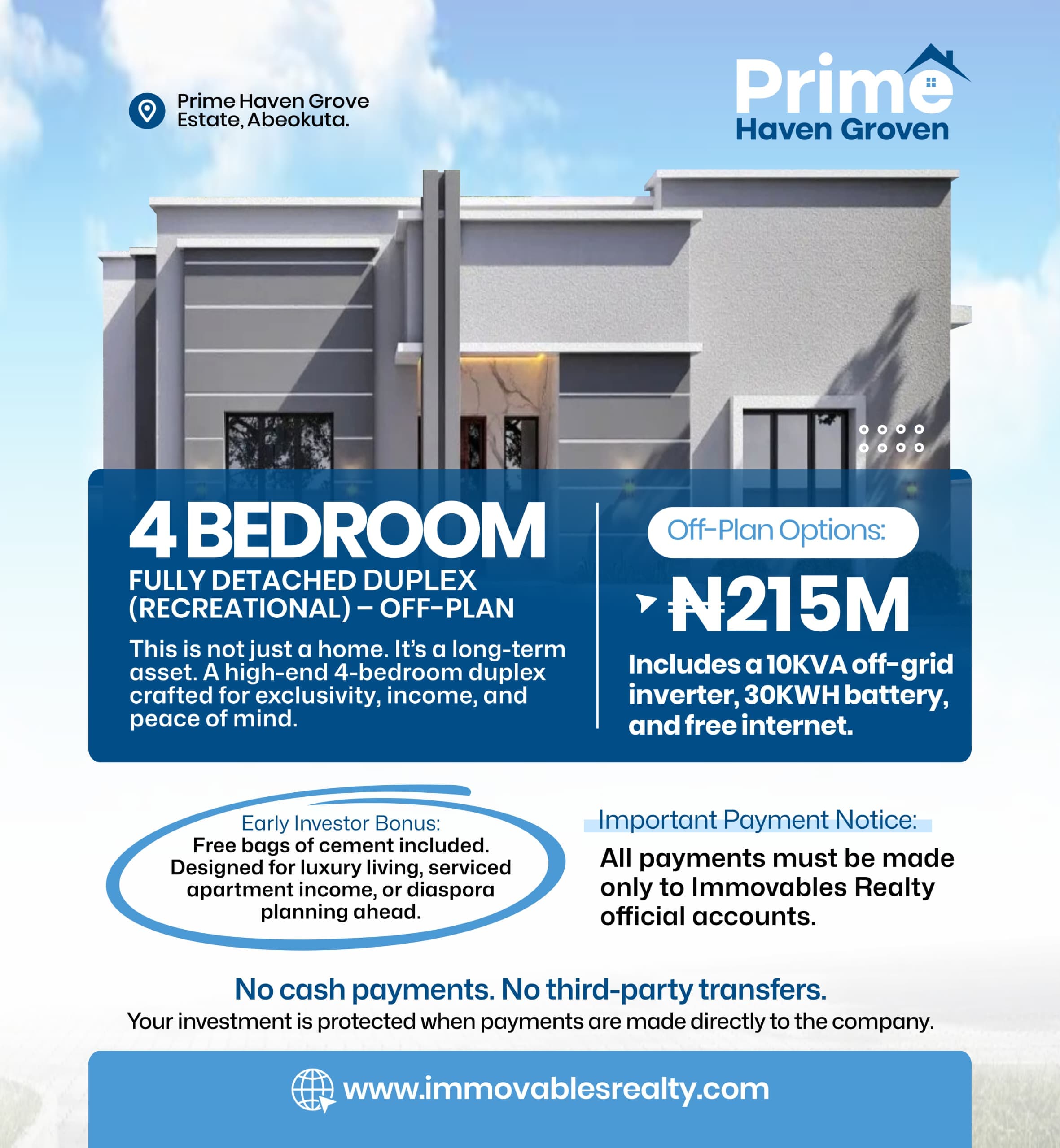 4 Bedroom Fully Detached Duplex (Recreational) – Off-Plan