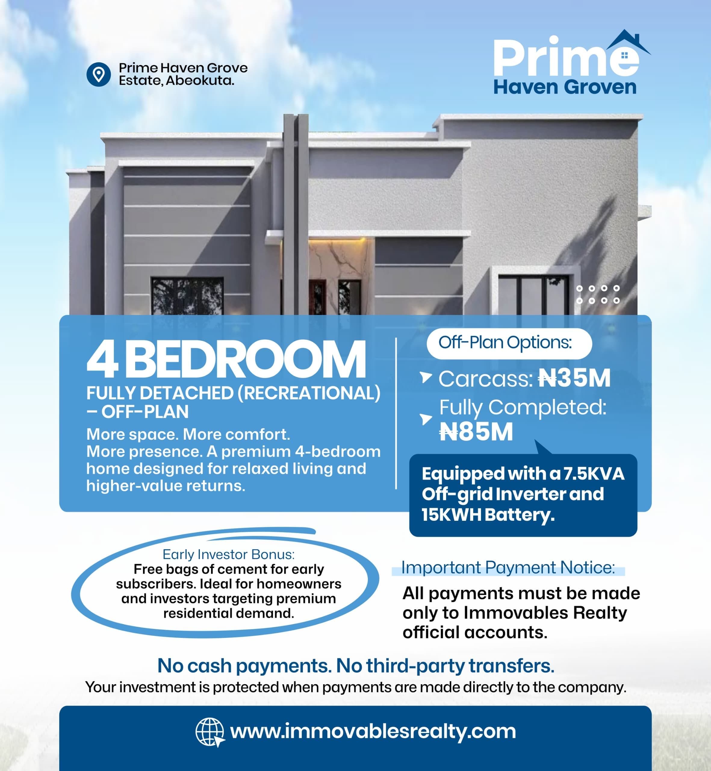 4 BEDROOM FULLY DETACHED OFF PLAN